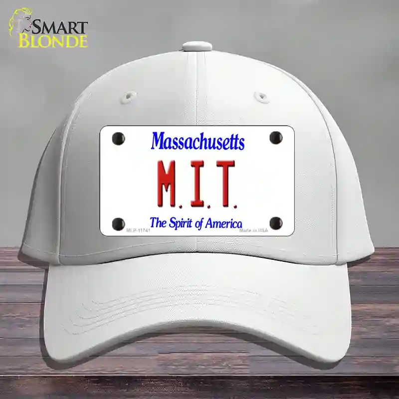 HAT21-MLP-11741 MIT Massachusetts State Novelty License Plate Hat, Cotton - White