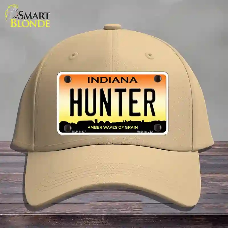 HAT22-MLP-11937 Hunter Indiana Novelty License Plate Hat, Cotton - Khaki