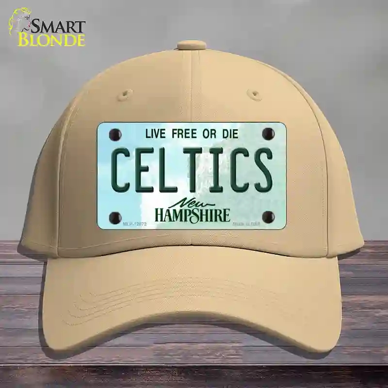 HAT22-MLP-12072 Celtics   Hampshire State Novelty License Plate Hat, Cotton - Khaki