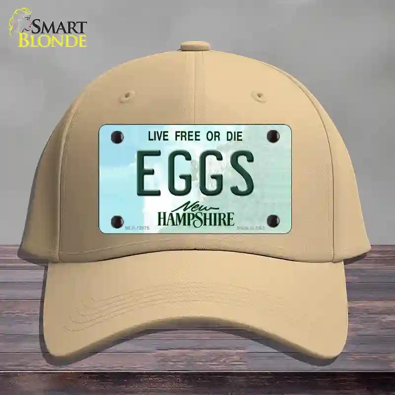 HAT22-MLP-12075 Eggs   Hampshire State Novelty License Plate Hat, Cotton - Khaki
