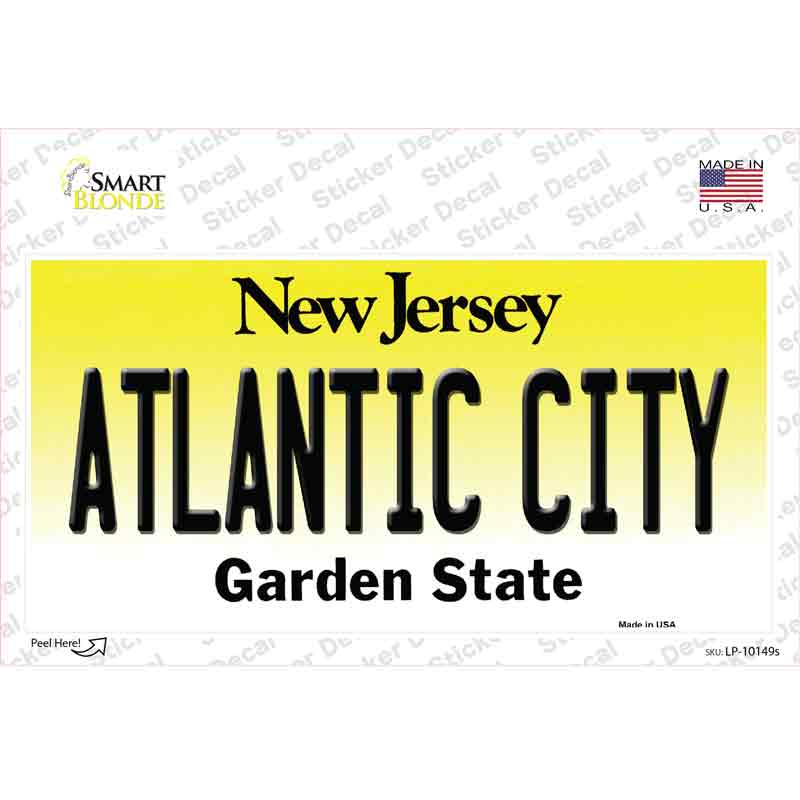 LP-10149s-M Atlantic City   Jersey Novelty Sticker Decal, Medium