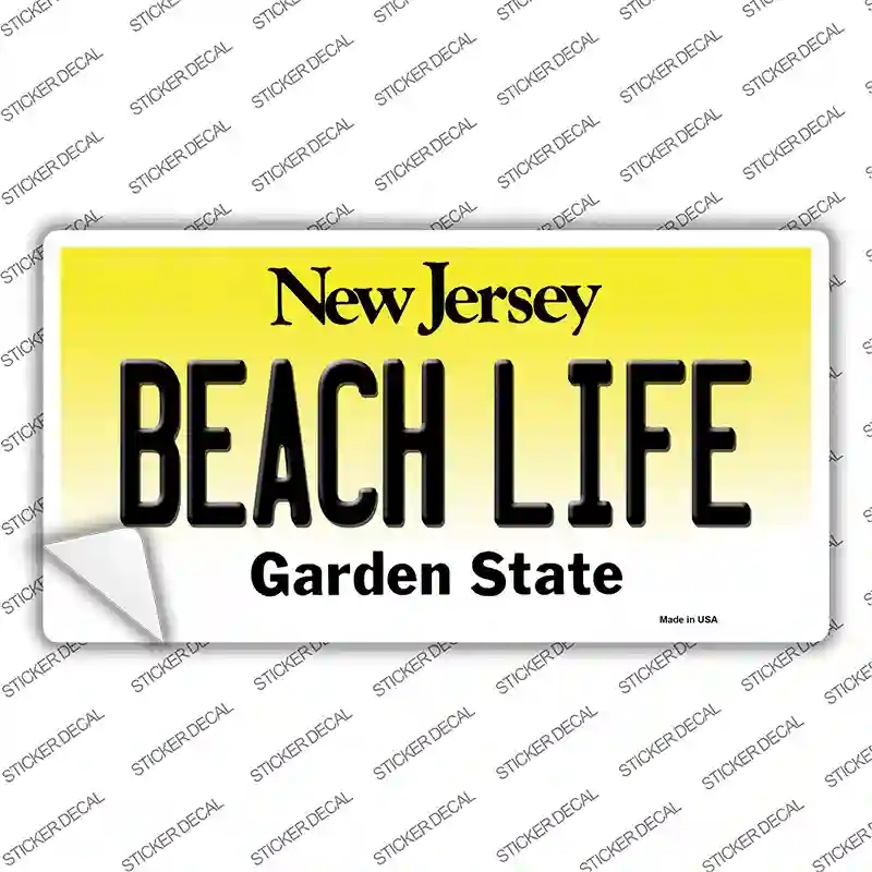 LP-10183s-XL Beach Life   Jersey Novelty Sticker Decal, Extra Large