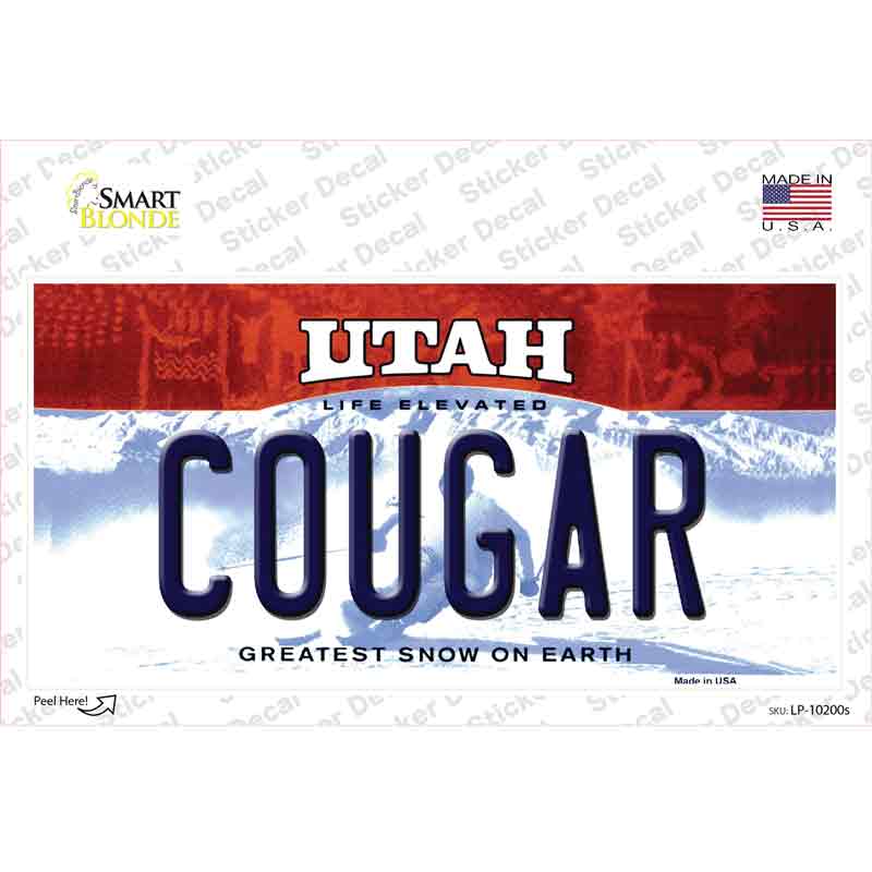 LP-10200s-M Cougar Utah Novelty Sticker Decal, Medium
