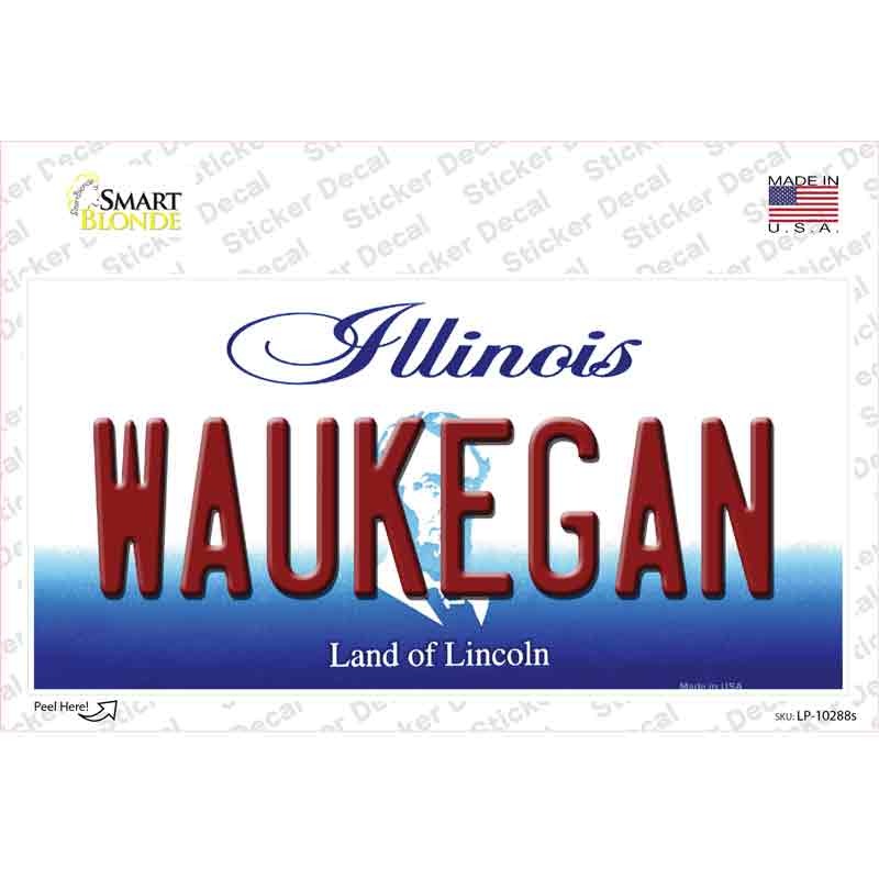 LP-10288s-M Waukegan Illinois Novelty Sticker Decal, Medium