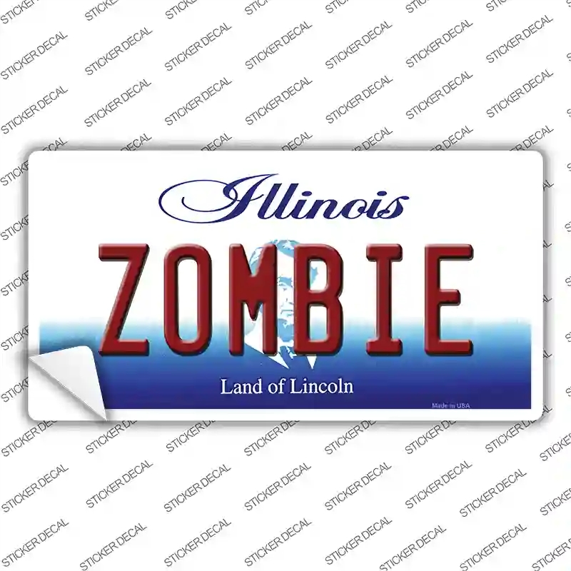 LP-10302s-S Zombie Illinois Novelty Sticker Decal, Small
