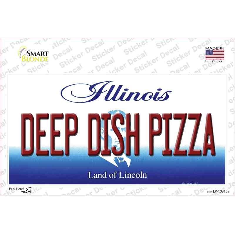 LP-10315s-M Deep Dish Pizza Illinois Novelty Sticker Decal, Medium
