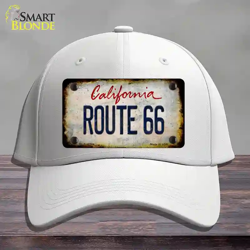 HAT21-MLP-12504 Route 66 California Rusty Novelty License Plate Hat, Cotton - White