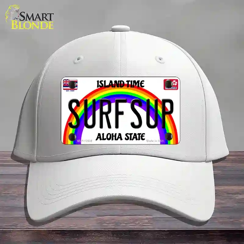 HAT21-MLP-12535 Surfsup Hawaii Novelty License Plate Hat, Cotton - White