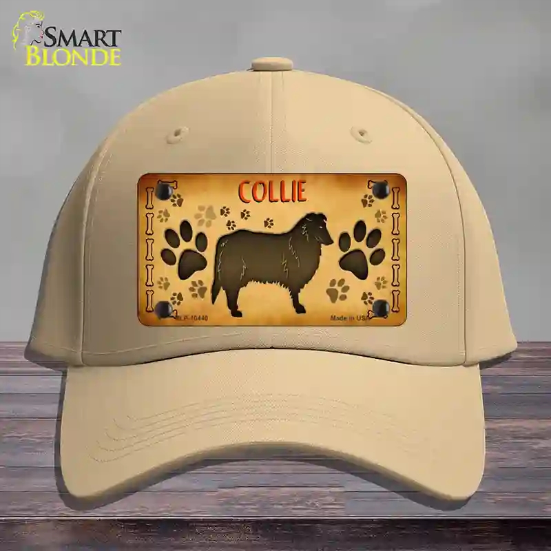 HAT22-MLP-10440 Collie Novelty License Plate Hat, Cotton - Khaki