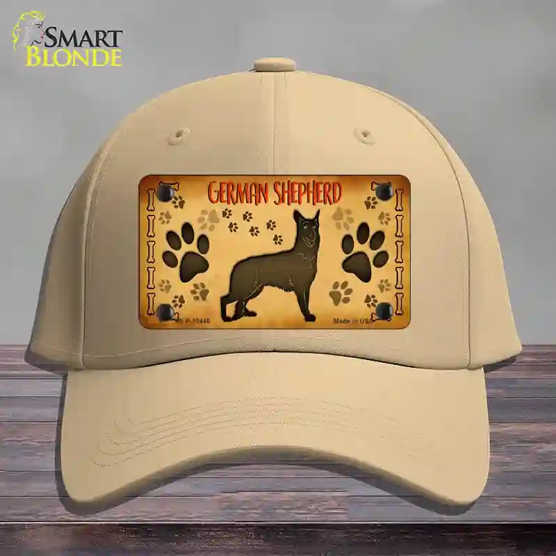 HAT22-MLP-10446 German Shepherd Novelty License Plate Hat, Cotton - Khaki