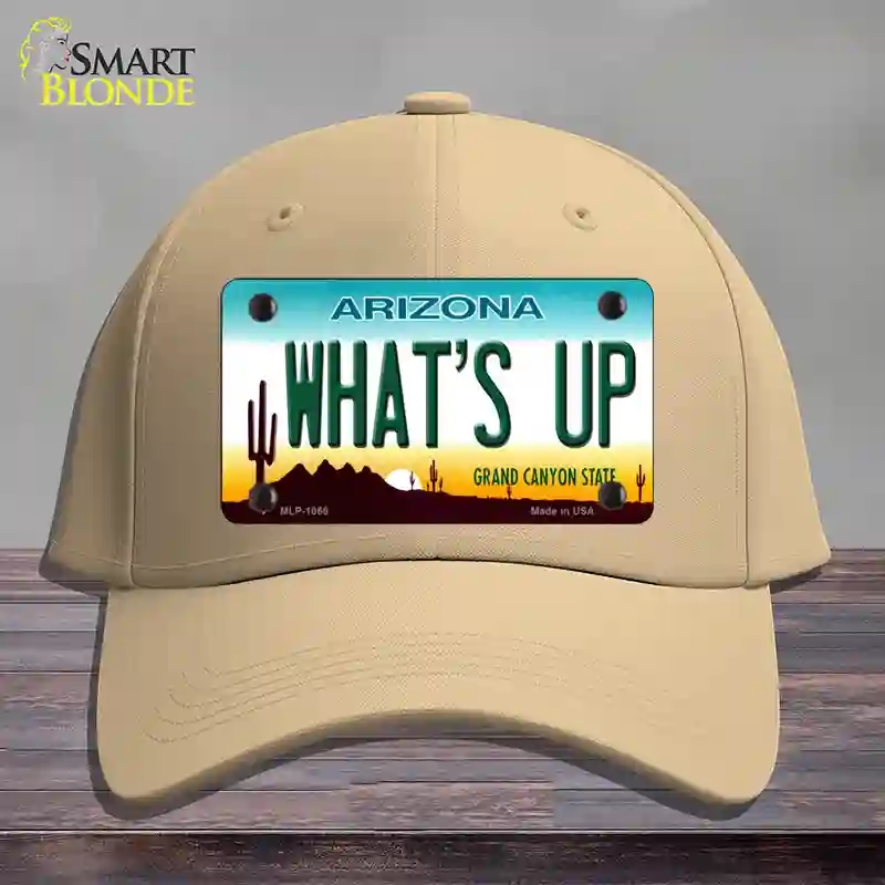 HAT22-MLP-1066 Whats Up Novelty License Plate Hat, Cotton - Khaki