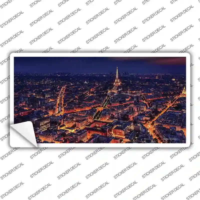LP-11252s-S Paris At Night Eiffel Tower in Center Novelty Sticker Decal, Small
