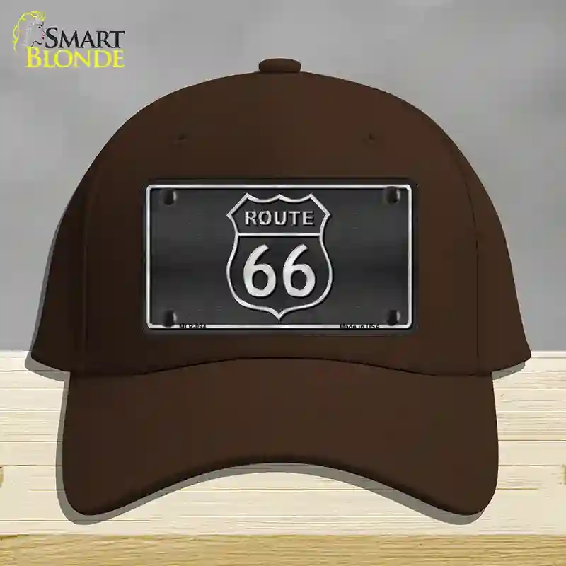 HAT24-MLP-094 Route 66 Shield Black Novelty License Plate Hat, Cotton - Dark Brown