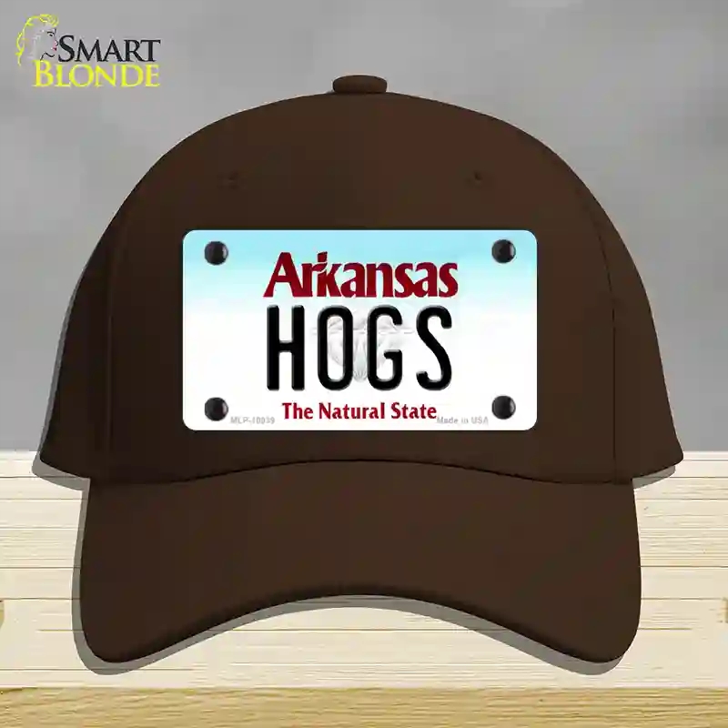 HAT24-MLP-10039 Hogs Arkansas Novelty License Plate Hat, Cotton - Dark Brown