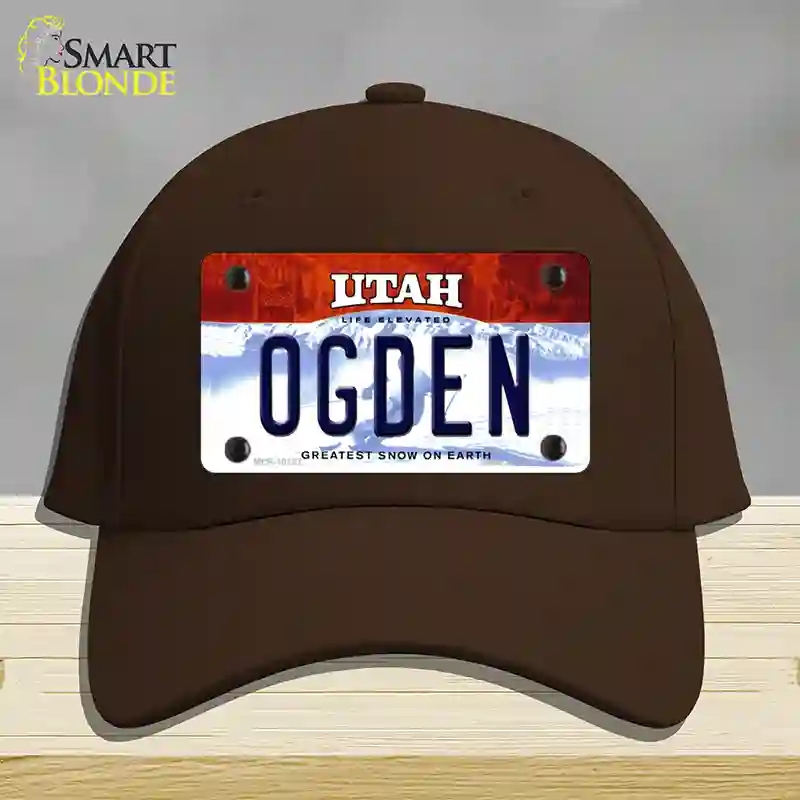 HAT24-MLP-10187 Ogden Utah Novelty License Plate Hat, Cotton - Dark Brown