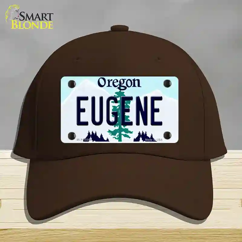 HAT24-MLP-10344 Eugene Oregon Novelty License Plate Hat, Cotton - Dark Brown