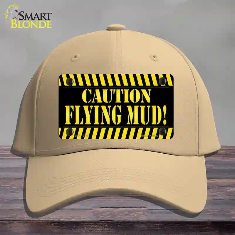 HAT22-MLP-10745 Caution Flying Mud Novelty License Plate Hat, Cotton - Khaki