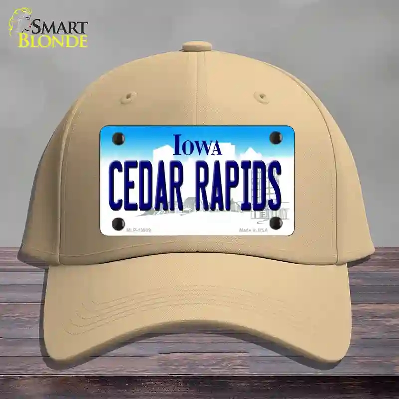 HAT22-MLP-10939 Cedar Rapids Iowa Novelty License Plate Hat, Cotton - Khaki