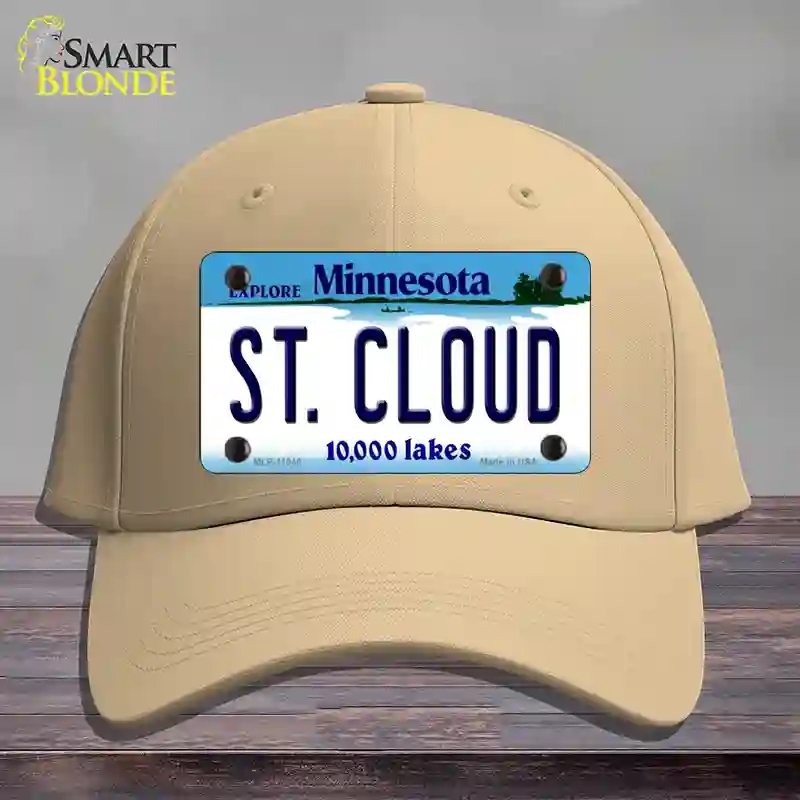 HAT22-MLP-11040 St Cloud Minnesota State Novelty License Plate Hat, Cotton - Khaki
