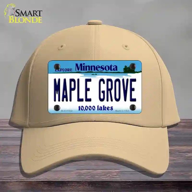 HAT22-MLP-11042 Maple Grove Minnesota State Novelty License Plate Hat, Cotton - Khaki