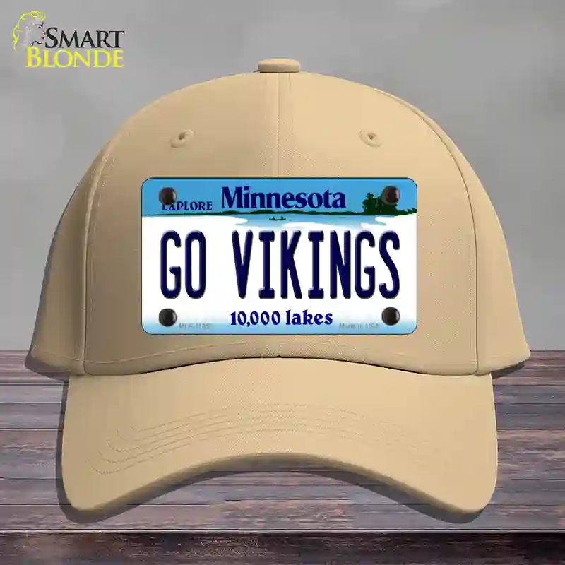 HAT22-MLP-11052 Go Vikings Minnesota Novelty License Plate Hat, Cotton - Khaki