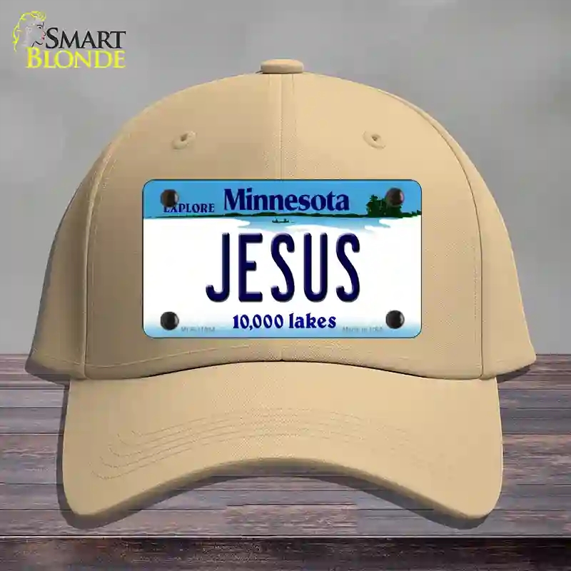 HAT22-MLP-11064 Jesus Minnesota State Novelty License Plate Hat, Cotton - Khaki