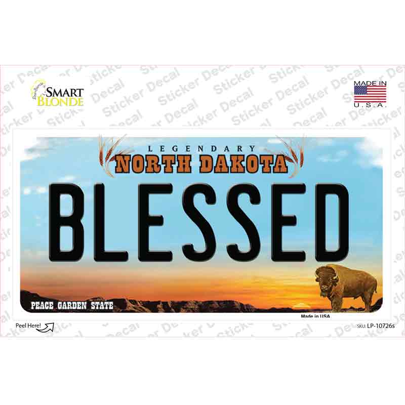 LP-10726s-M Blessed North Dakota Novelty Sticker Decal, Medium