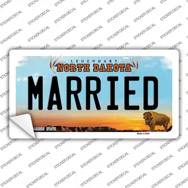 LP-10740s-L Married North Dakota Novelty Sticker Decal, Large