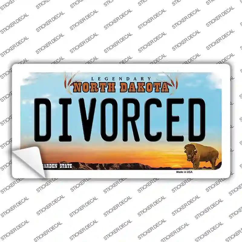 LP-10741s-S Divorced North Dakota Novelty Sticker Decal, Small