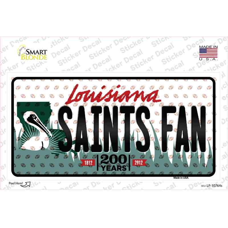 LP-10764s-M Saints Fan Louisiana Novelty Sticker Decal, Medium