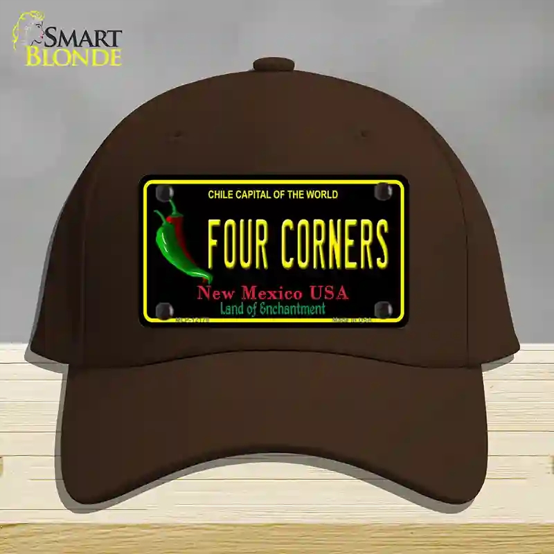 HAT24-MLP-12178 Four Corners   Mexico Black Novelty License Plate Hat, Cotton - Dark Brown