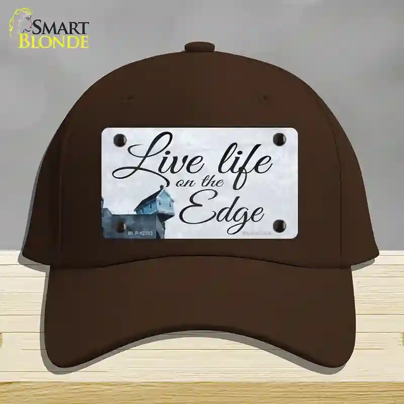 HAT24-MLP-12213 Live Life on the Edge Novelty License Plate Hat, Cotton - Dark Brown