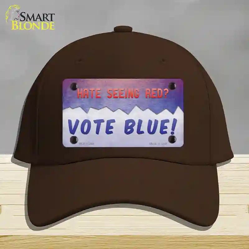 HAT24-MLP-12268 Hate Seeing Red Vote Blue Novelty License Plate Hat, Cotton - Dark Brown