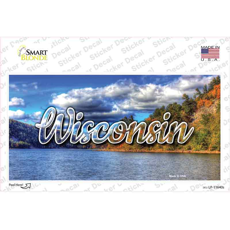LP-11640s-M Wisconsin Colorful Lake State Novelty Sticker Decal, Medium
