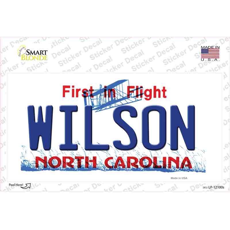 LP-12100s-M Wilson North Carolina State Novelty Sticker Decal, Medium