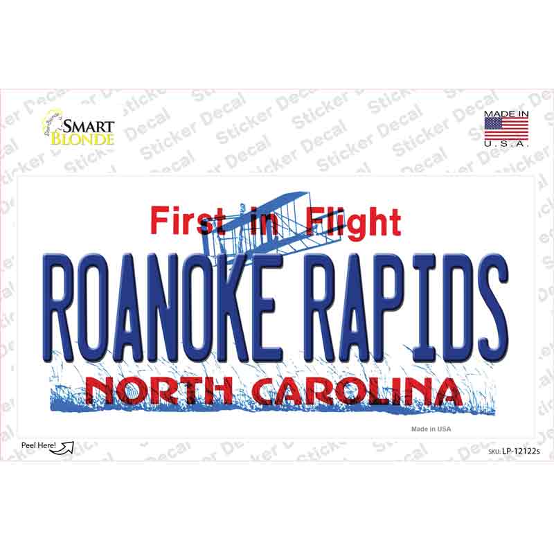 LP-12122s-M Roanoke Rapids North Carolina State Novelty Sticker Decal, Medium