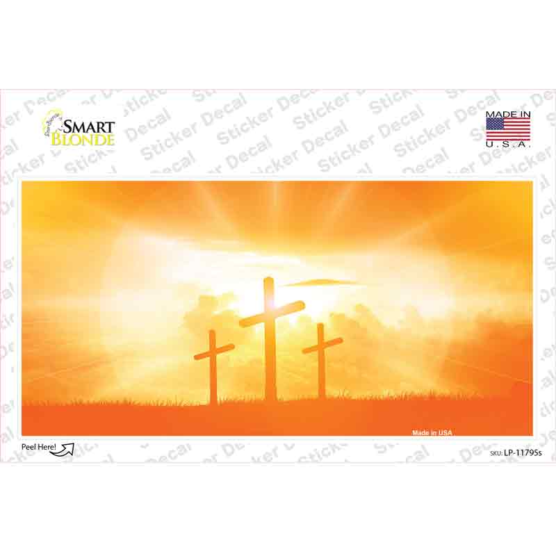 LP-11795s-M Crosses in the Sun Orange Novelty Sticker Decal, Medium