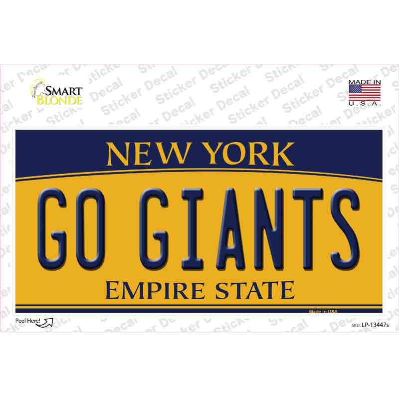 LP-13447s-M   York Go Giants Novelty Sticker Decal, Medium
