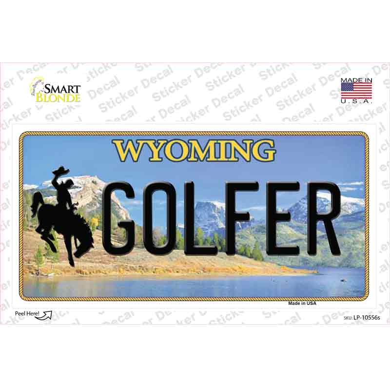 LP-10556s-M Golfer Wyoming Novelty Sticker Decal, Medium