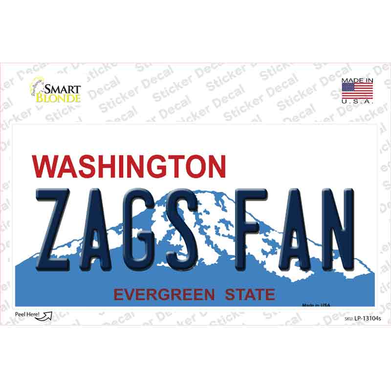 LP-13104s-M Zags Fan Novelty Sticker Decal, Medium