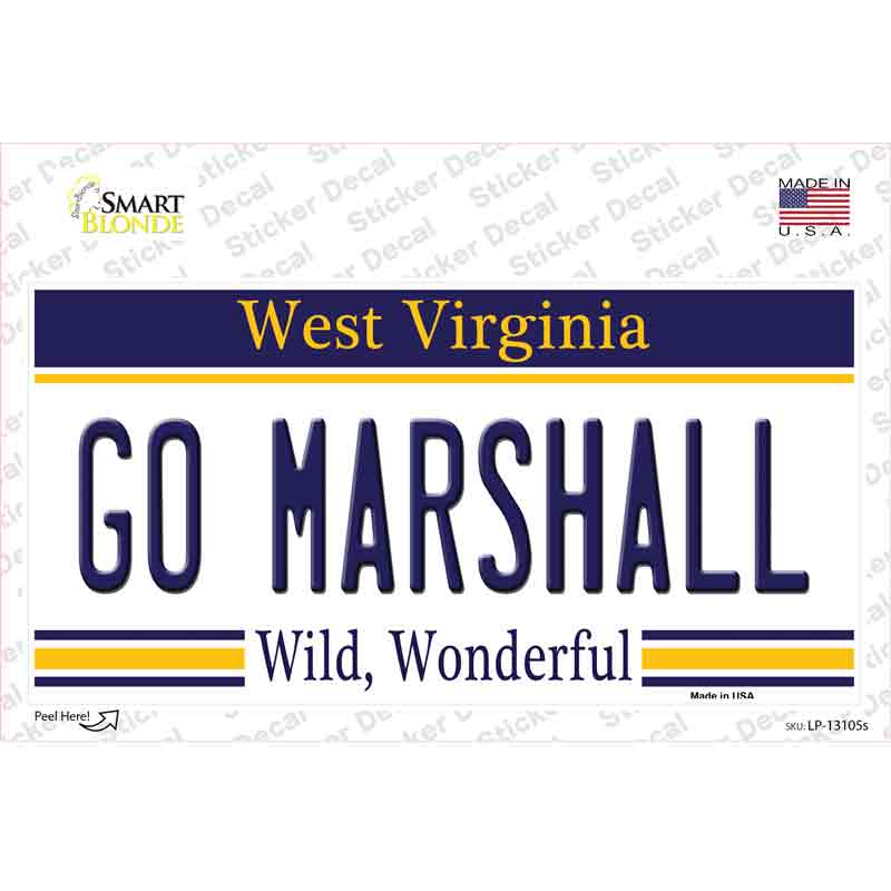 LP-13105s-M Go Marshall Novelty Sticker Decal, Medium