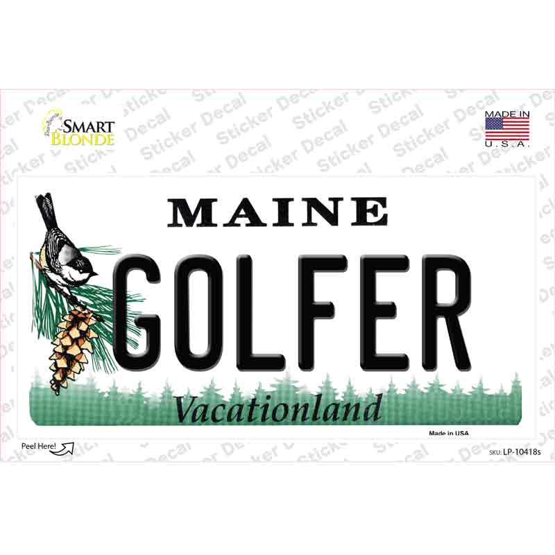 LP-10418s-M Golfer Maine Novelty Sticker Decal, Medium