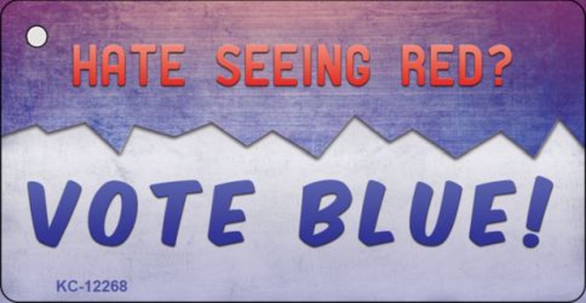 KC-12268 1.5 x 3 in. Hate Seeing Red Vote Blue Novelty Metal Key Chain