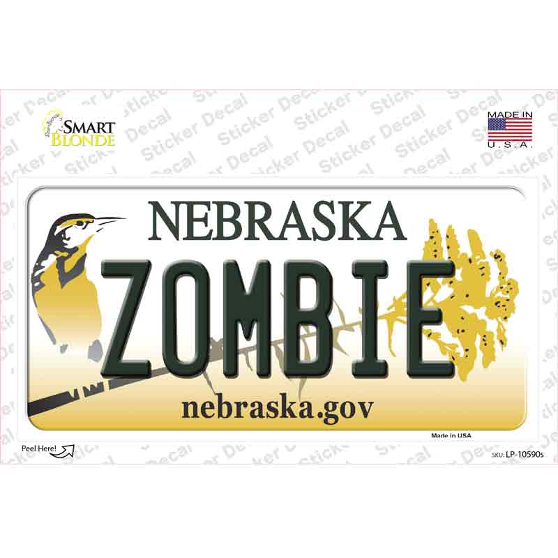 LP-10590s-M Zombie Nebraska Novelty Sticker Decal, Medium