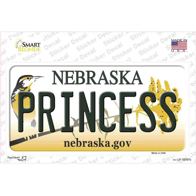 LP-10597s-M Princess Nebraska Novelty Sticker Decal, Medium