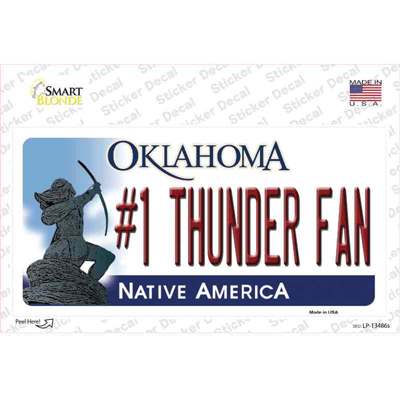 LP-13486s-M Number 1 Thunder Fan Novelty Sticker Decal, Medium