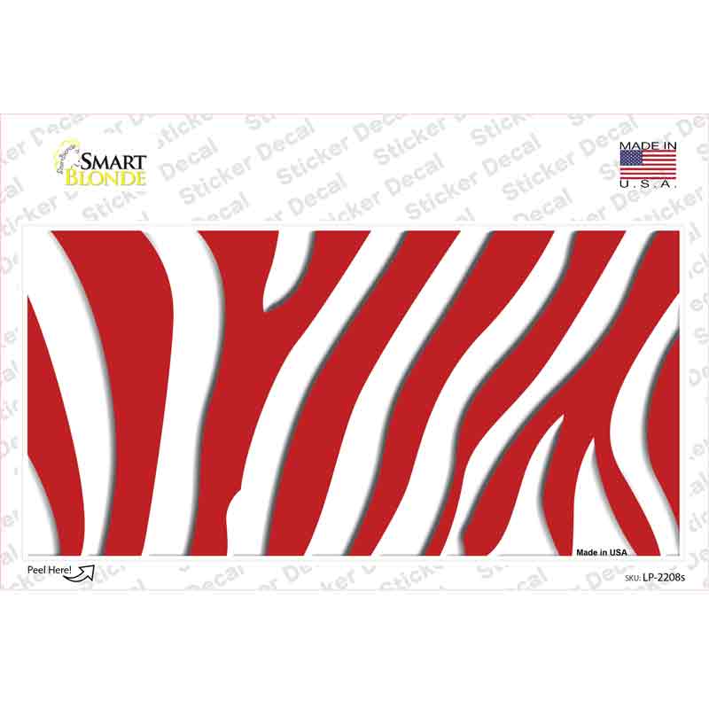 LP-2208s-M Red White Zebra Novelty Sticker Decal, Medium