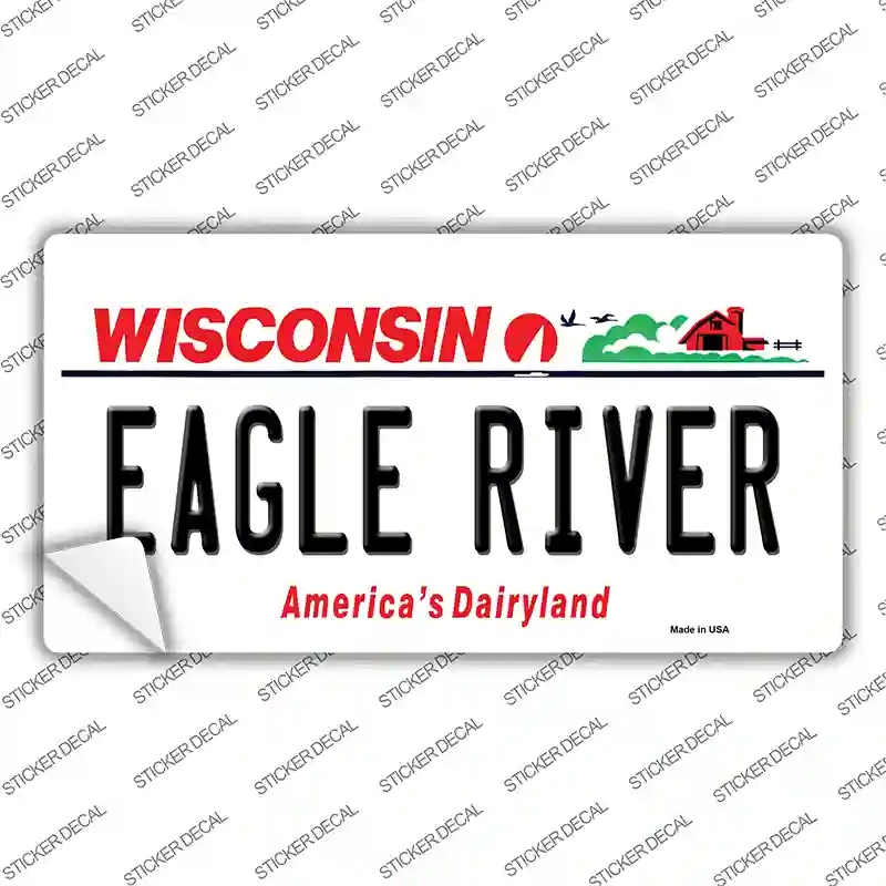 LP-11412s-XL Eagle River Wisconsin Novelty Sticker Decal, Extra Large