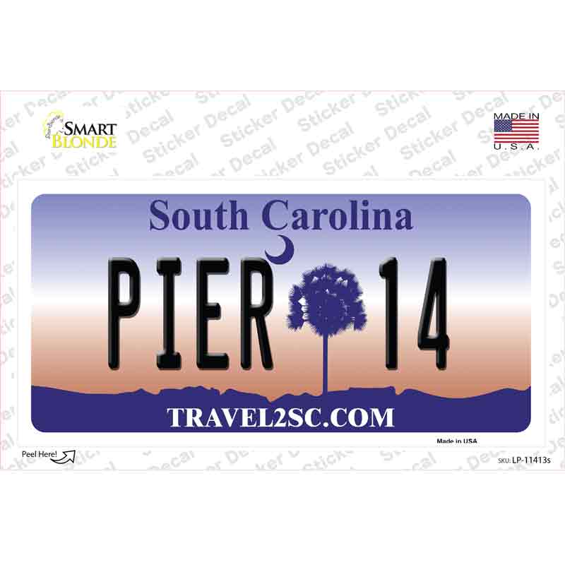 LP-11413s-M Pier 14 South Carolina Novelty Sticker Decal, Medium