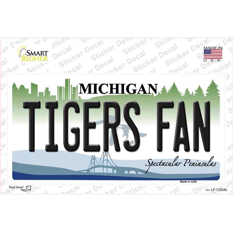 LP-11028s-M Tigers Fans Michigan Novelty Sticker Decal, Medium